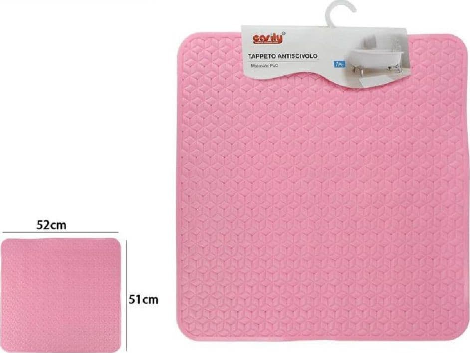 TAPPETO TAPPETINO IN PVC ROSA ANTISCIVOLO VASCA DA BAGNO DOCCIA 51 X 52 CM 59637 - 2