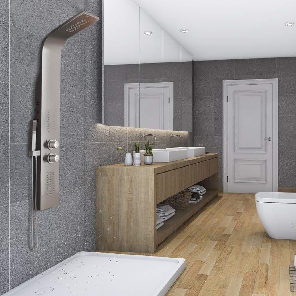 PANNELLO COLONNA DOCCIA CASCATA PIOGGIA UGELLI IDROMASSAGGIO SOFFIONE LUCI LED - 13