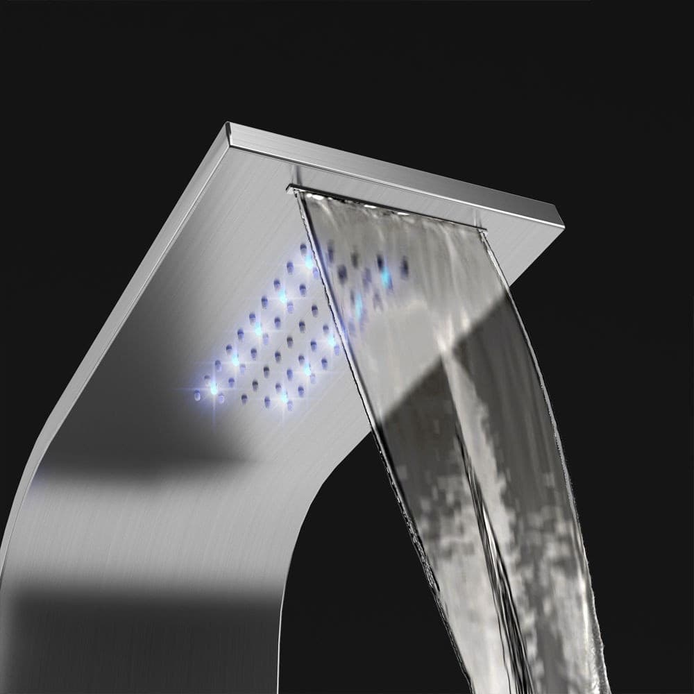PANNELLO COLONNA DOCCIA CASCATA PIOGGIA UGELLI IDROMASSAGGIO SOFFIONE LUCI LED - 4