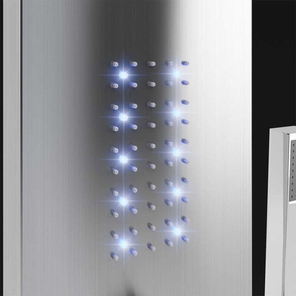 PANNELLO COLONNA DOCCIA CASCATA PIOGGIA UGELLI IDROMASSAGGIO SOFFIONE LUCI LED - 5
