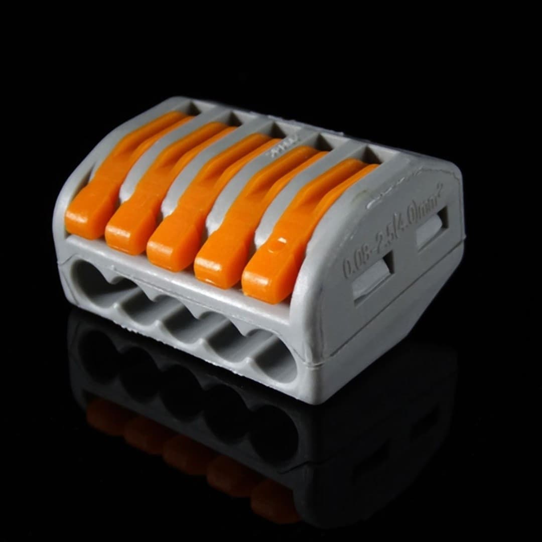 4 CONNETTORE ELETTRICO CONDUTTORE MORSETTIERA TERMINALI A 5 CAVI FILI A LEVA 32A - 3
