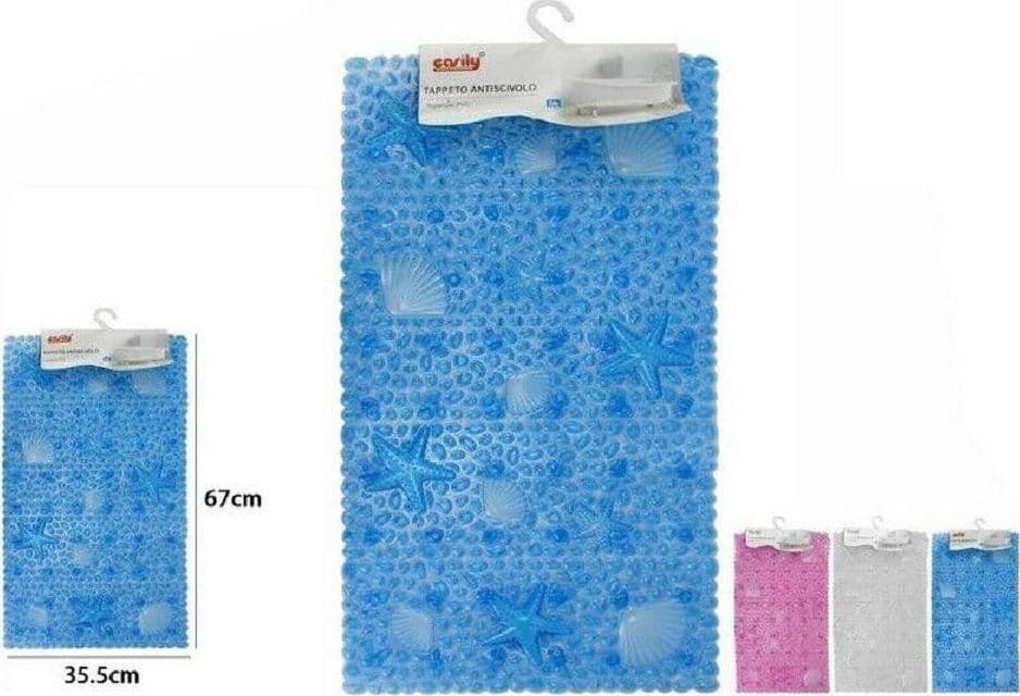 TAPPETO TAPPETINO PVC FORME MARINE ANTISCIVOLO VASCA BAGNO DOCCIA 67X36CM 59627 - 2
