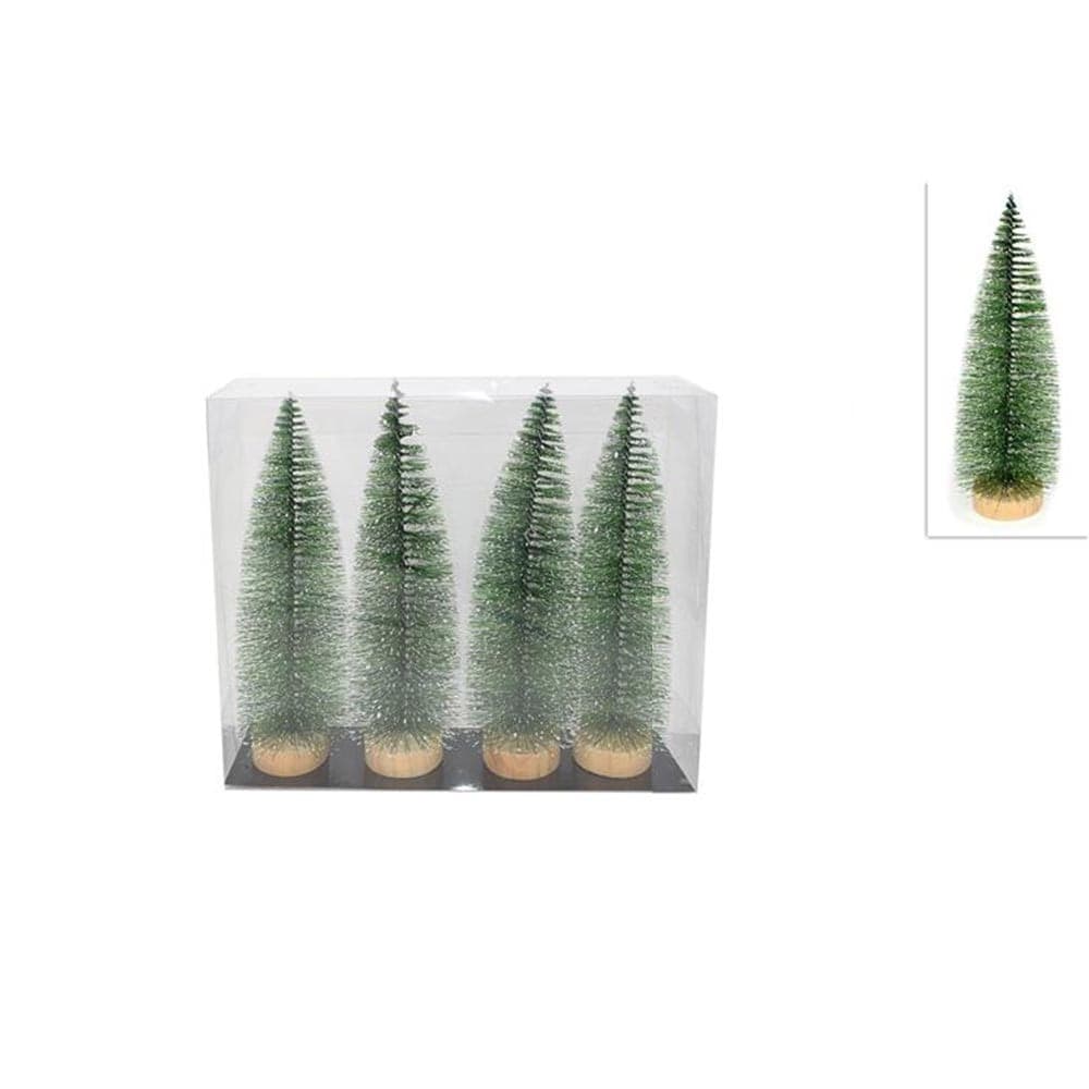 SET 4 ALBERELLI INNEVATI MINI ALBERO NATALE 31CM DECORAZIONI ADDOBBI NATALIZI - 3