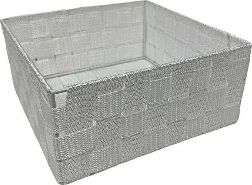 6PZ SCATOLA IN TESSUTO CONTENITORI ORGANIZER BAGNO ARMADIO CASSETTI BIANCO - 4