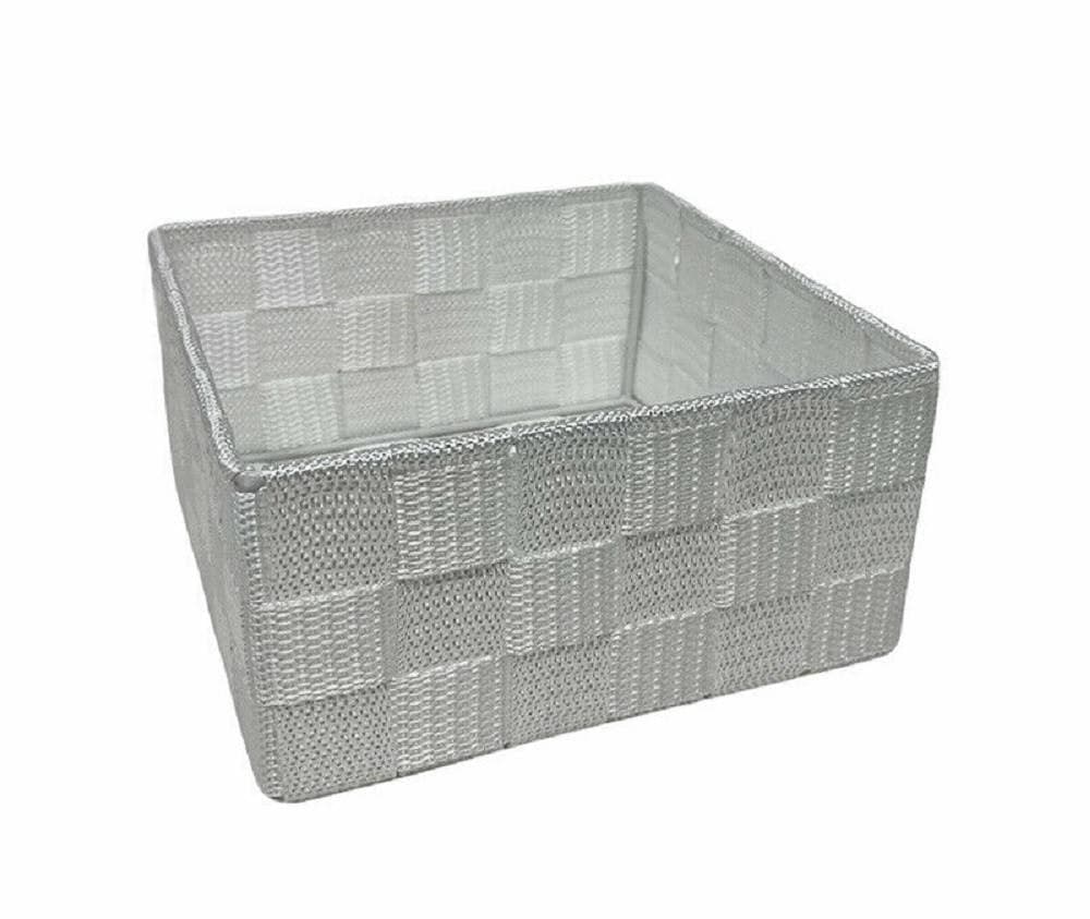 6PZ SCATOLA IN TESSUTO CONTENITORI ORGANIZER BAGNO ARMADIO CASSETTI BIANCO - 5