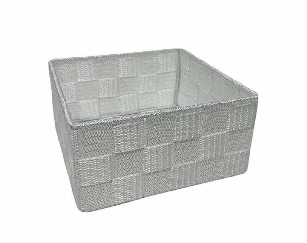 6PZ SCATOLA IN TESSUTO CONTENITORI ORGANIZER BAGNO ARMADIO CASSETTI BIANCO - 6