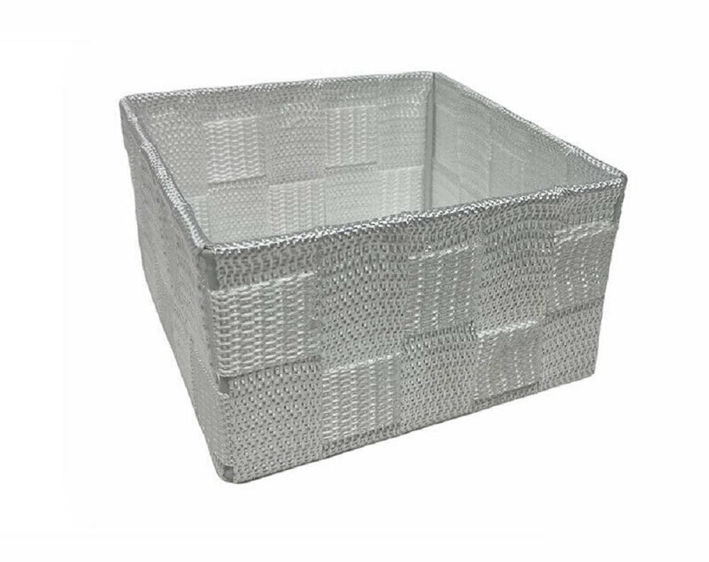 6PZ SCATOLA IN TESSUTO CONTENITORI ORGANIZER BAGNO ARMADIO CASSETTI BIANCO - 7