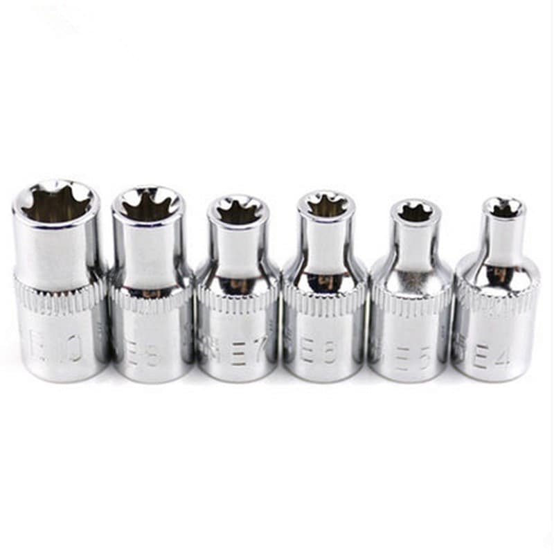 SET BUSSOLE TORX STELLA ADATTATORE 6 PEZZI CON ATTACCO 1/4" 4 5 6 7 8 10 CR-V - 2