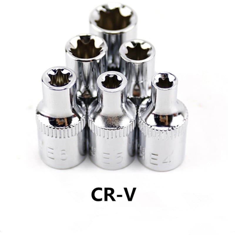 SET BUSSOLE TORX STELLA ADATTATORE 6 PEZZI CON ATTACCO 1/4" 4 5 6 7 8 10 CR-V - 3