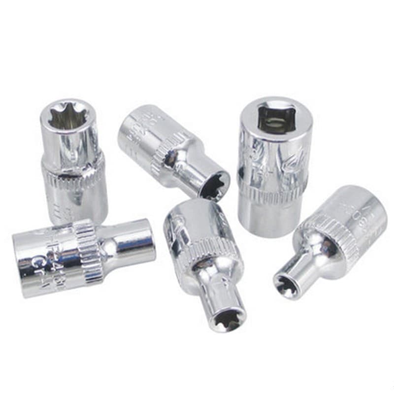 SET BUSSOLE TORX STELLA ADATTATORE 6 PEZZI CON ATTACCO 1/4" 4 5 6 7 8 10 CR-V - 4