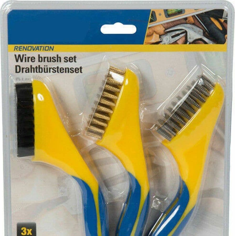 3 X SPAZZOLE PULIZIA METALLO ACCIAIO KIT PITTURA SPAZZOLA PER FERRO FAI DA TE - 2