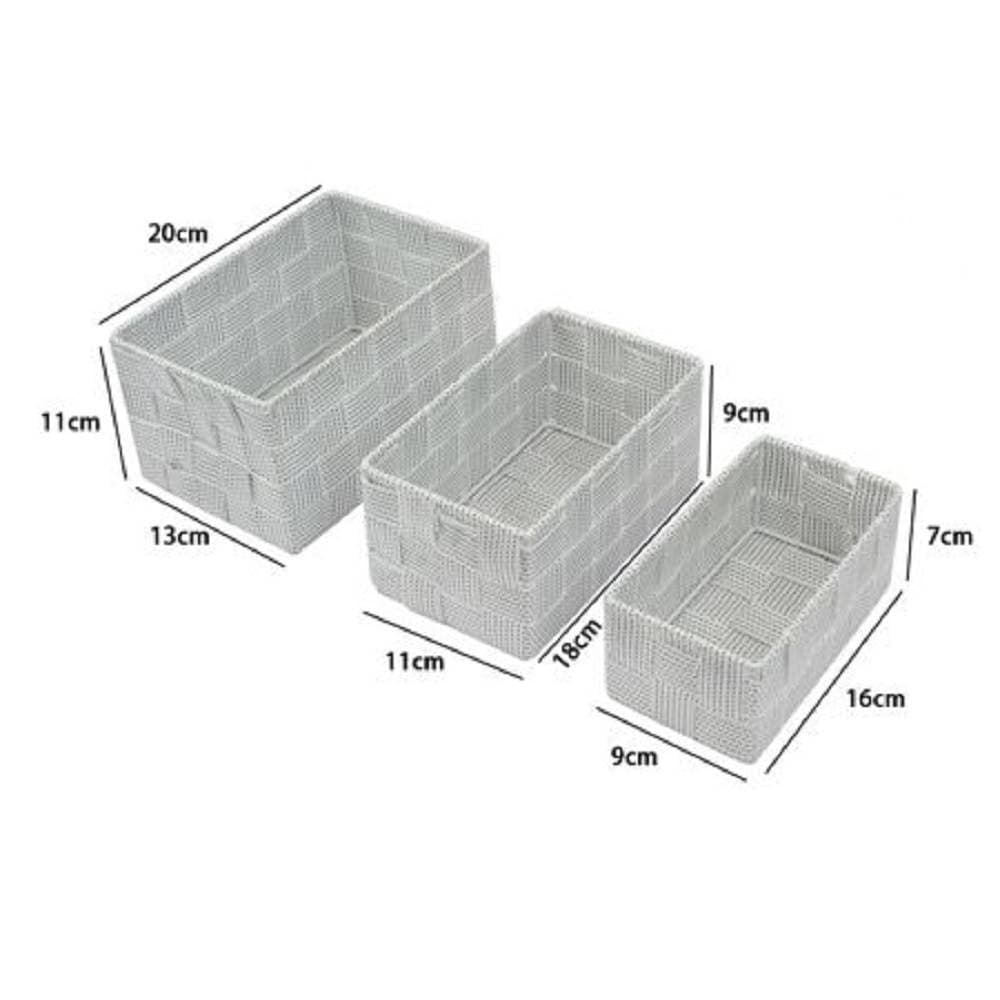 3 CESTINI TESSUTO SCATOLE ORGANIZER BAGNO PORTAOGGETTI MAKEUP GRIGI CHIARO 79048 - 2