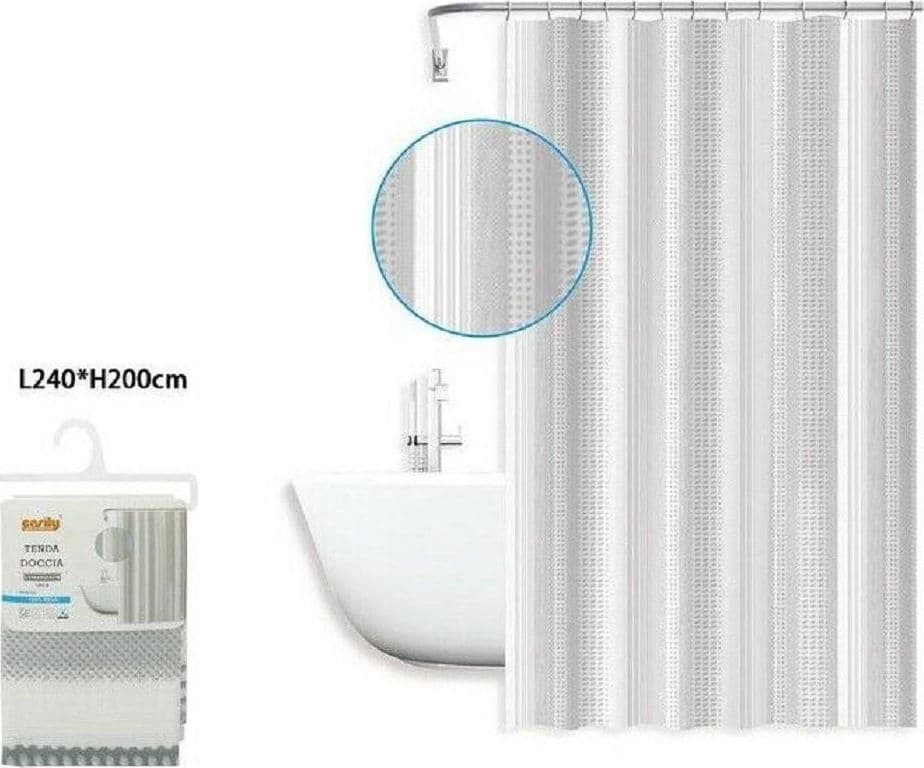 TENDA DOCCIA ANTIMUFFA IMPERMEABILE 240 X 200 CM CON ANELLI BAGNO 59812 - 2