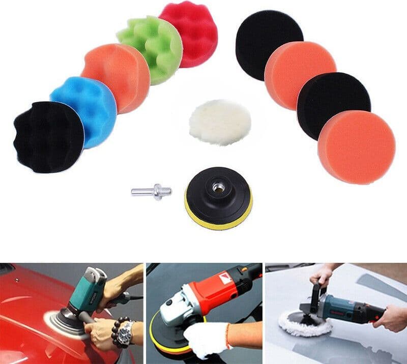 12 PZ KIT DI SPUGNE LUCIDANTI CON ADATTATORE PER LUCIDATURA AUTO 5" PLATORELLO - 2