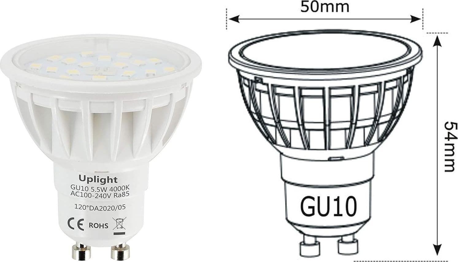 LAMPADA LAMPADINA FARETTO LED 5W 24 LED SMD ATTACCO GU10 LUCE BIANCA - 2