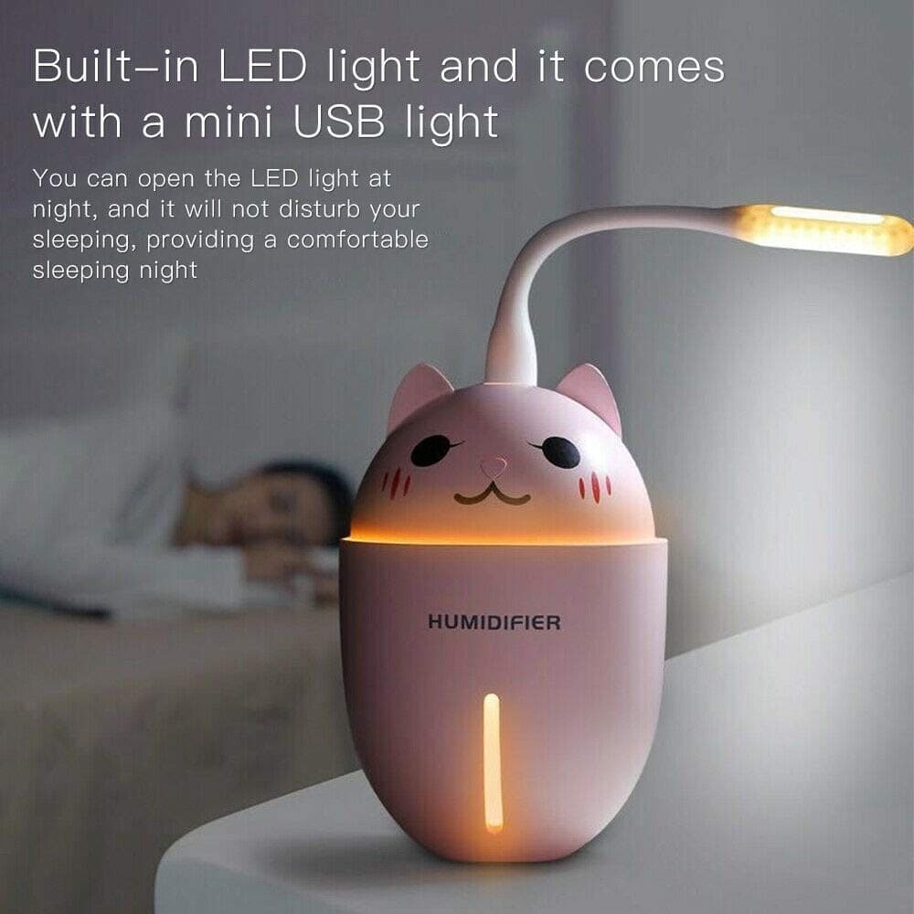 UMIDIFICATORE USB 3IN1 ULTRASUONI MICETTO GATTO 320ML AROMATERAPIA DIFFUSORE - 5