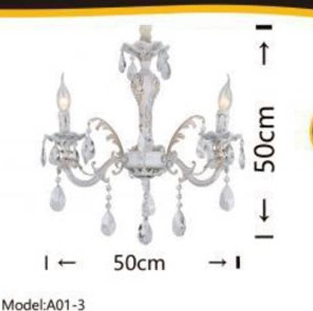 LAMPADARIO SOFFITTO CLASSICO 3 BRACCI ATTACCO E14 VETRO EFFETTO CRISTALLO A01-3 - 3