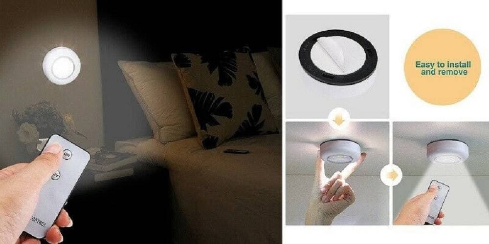 SET 2 FARETTI COB CONTROLLO REMOTO LUCE A LED LAMPADA ARMADIO CON TELECOMANDO - 3