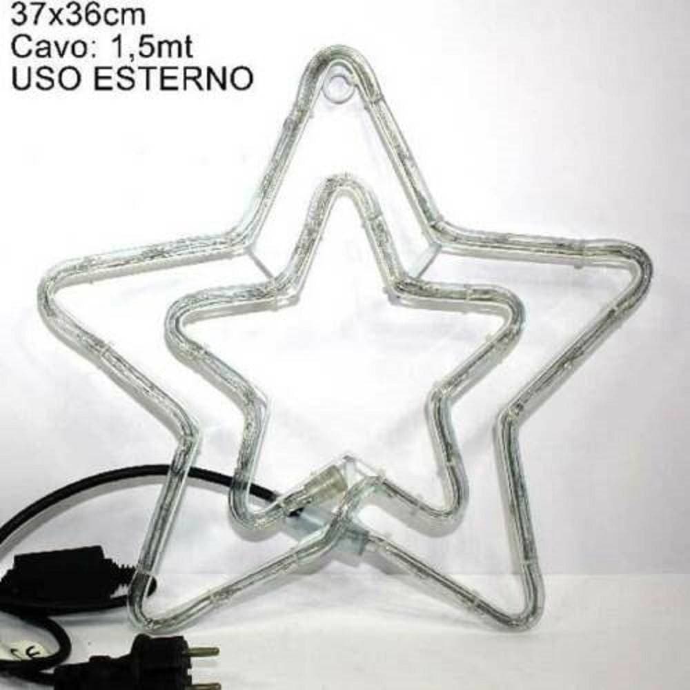DOPPIA STELLA NATALIZIA LUMINOSA 50 LED COLORE BLU 37 X 37CM PER USO ESTERNO - 2