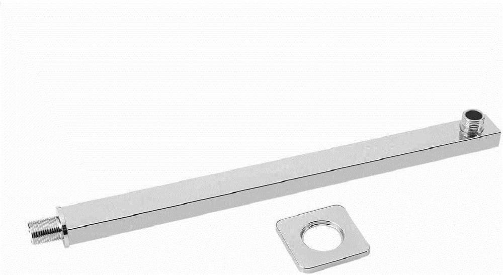 BRACCIO PER SOFFIONE DOCCIA QUADRATO IN OTTONE CROMATO COMPLETO DI ROSONE 40CM - 2