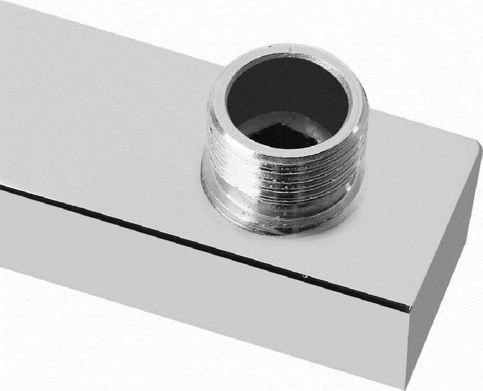 BRACCIO PER SOFFIONE DOCCIA QUADRATO IN OTTONE CROMATO COMPLETO DI ROSONE 40CM - 4