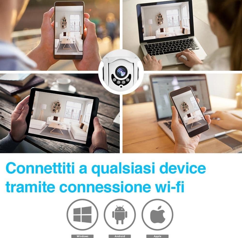 TELECAMERA IP CAMERA FULL HD 1080P WIRELESS MOTORIZZATA WIFI INTERNET DA ESTERNO - 9
