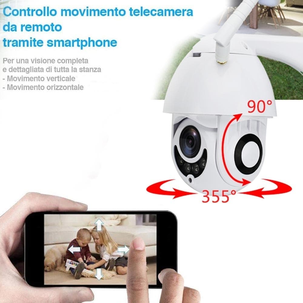 TELECAMERA IP CAMERA FULL HD 1080P WIRELESS MOTORIZZATA WIFI INTERNET DA ESTERNO - 10