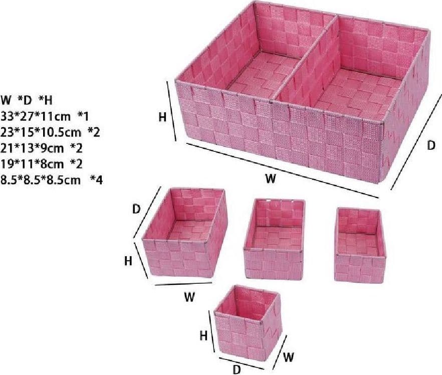 SET SCATOLE IN TESSUTO PORTA OGGETTI ORGANIZER BAGNO ARMADI SCAFFALI 79083 ROSA - 2