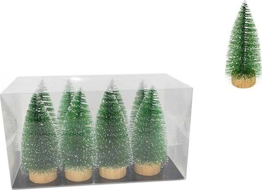 SET 8 ALBERELLI INNEVATI MINI ALBERO DI NATALE 16CM DECORAZIONI ADDOBBI NATALIZI - 2