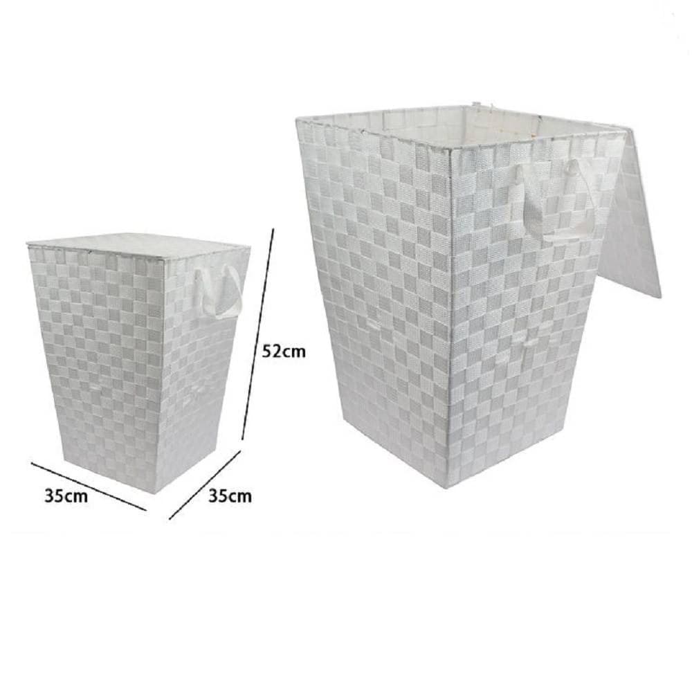 CESTO CESTINO PORTATUTTO PORTAOGGETTI BAGNO CASA COPERCHIO 35X52CM 79103 BIANCO - 2