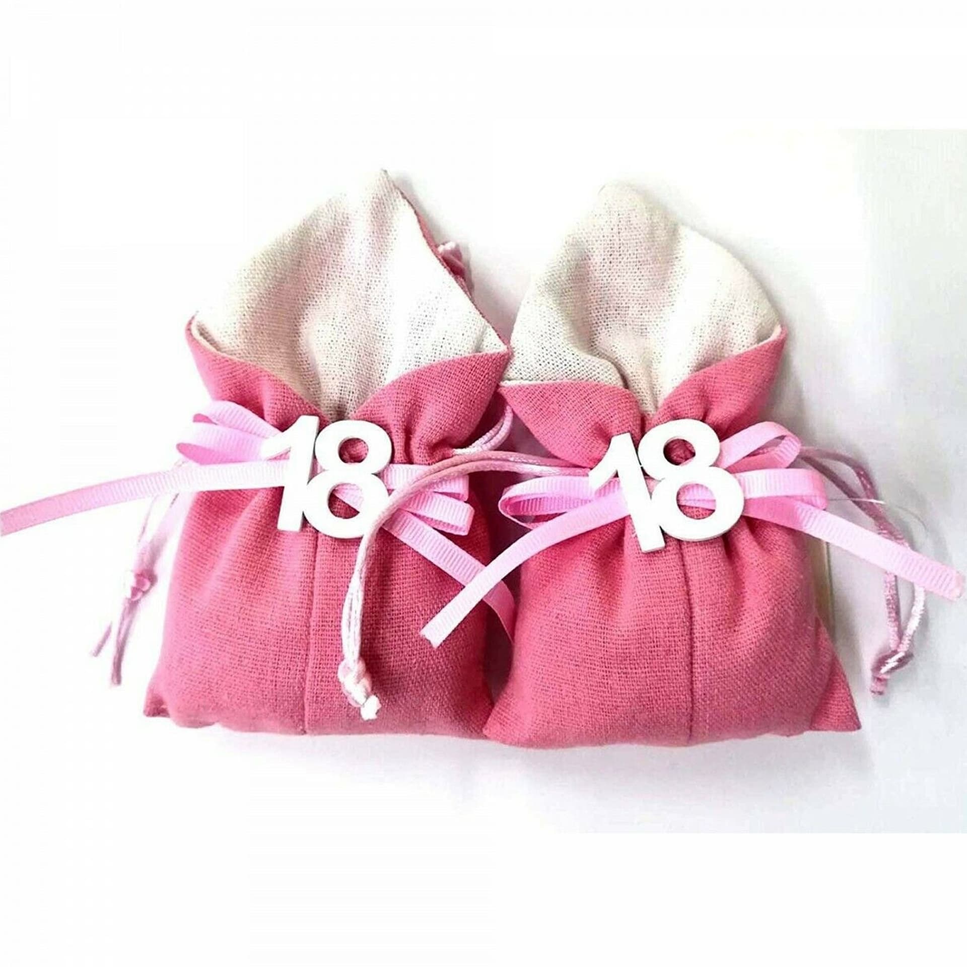 SET 12PZ SACCHETTO COLORATO NUMERO 18 ANNI JUTA 10X13CM BOMBONIERA PORTACONFETTI - 9