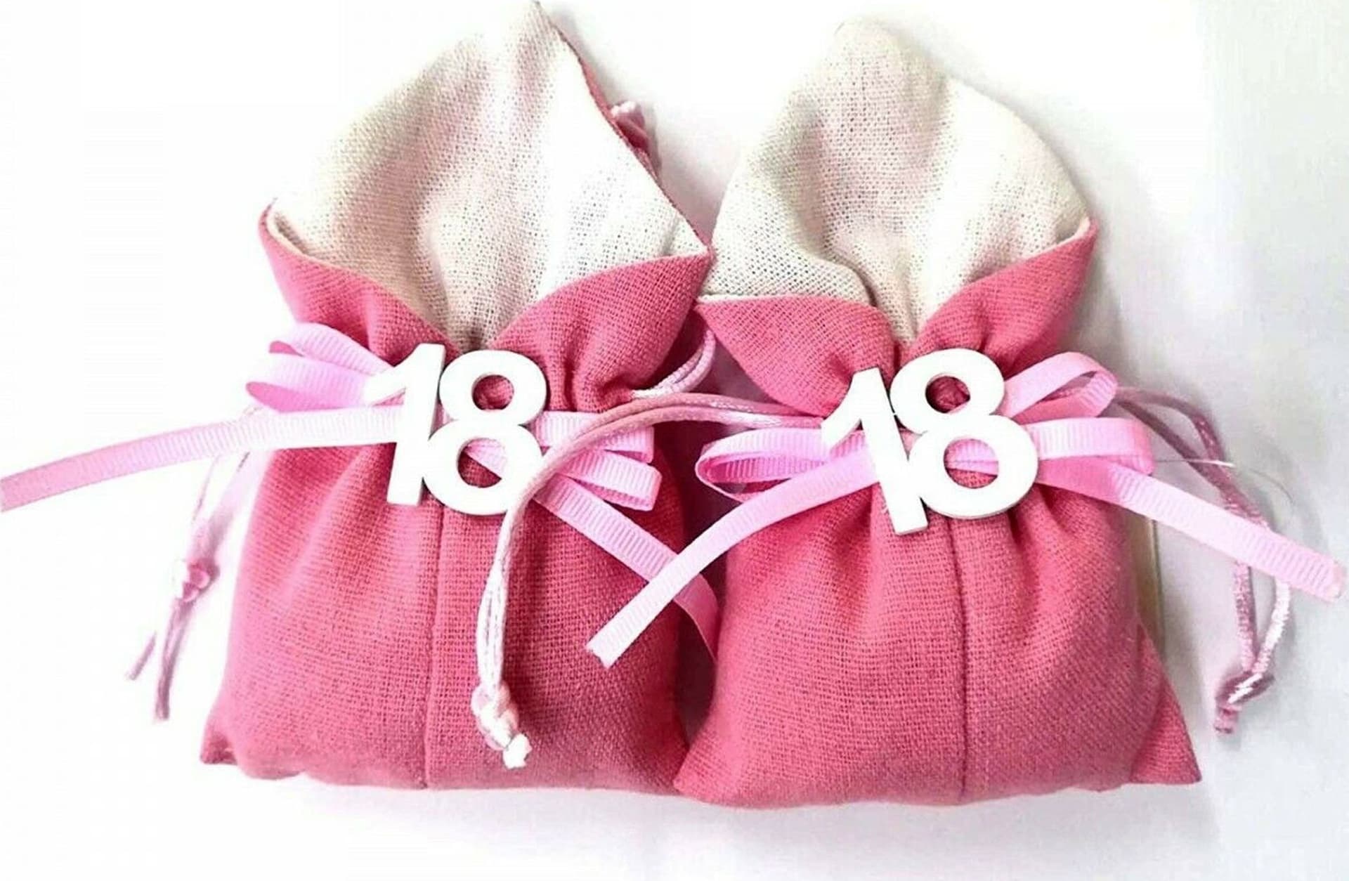 SET 12PZ SACCHETTO COLORATO NUMERO 18 ANNI JUTA 10X13CM BOMBONIERA PORTACONFETTI - 3