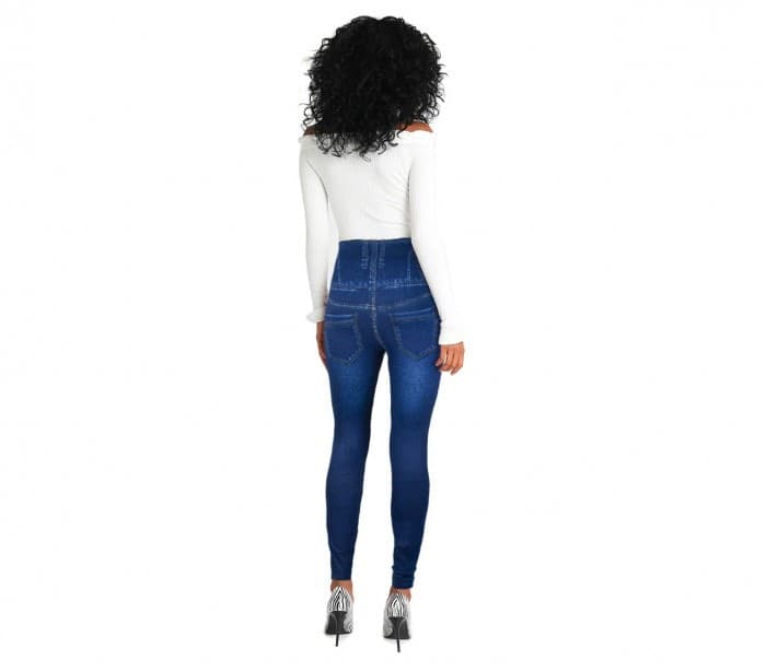 LEGGINGS TERMICI N9050 EFFETTO DENIM RUINUR MOD. MAIA CON INTERNO FELPATO BLU - 5