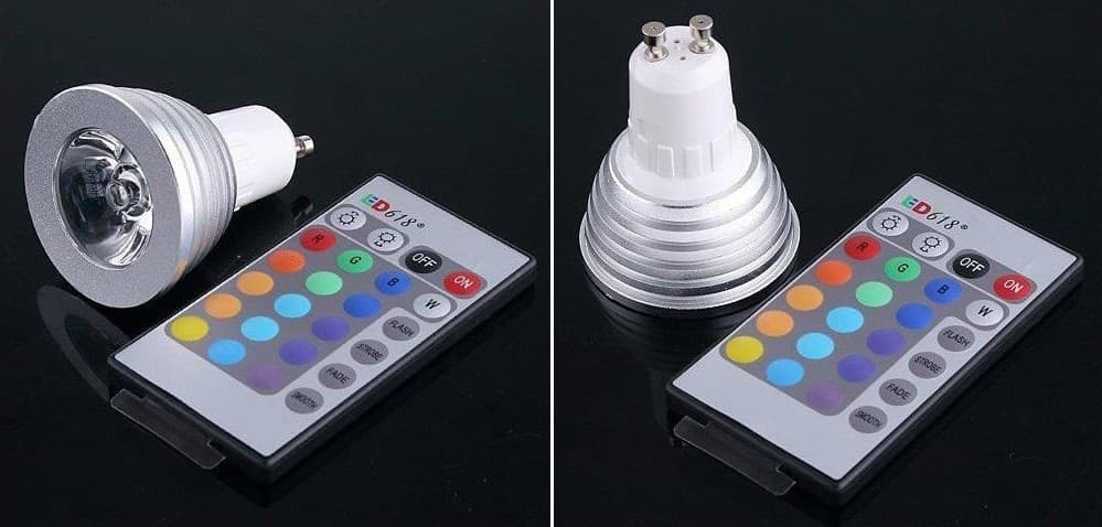 FARO RGB LAMPADA FARETTO GU10 MULTICOLORE 3W LED TELECOMANDO CROMOTERAPIA - 2