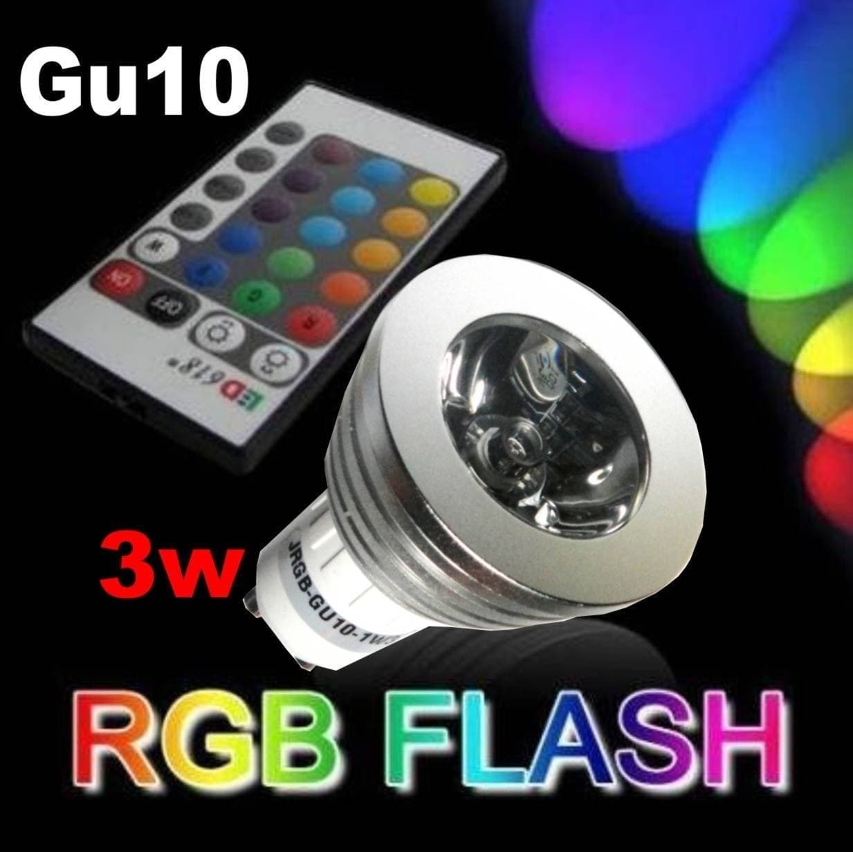 FARO RGB LAMPADA FARETTO GU10 MULTICOLORE 3W LED TELECOMANDO CROMOTERAPIA - 6