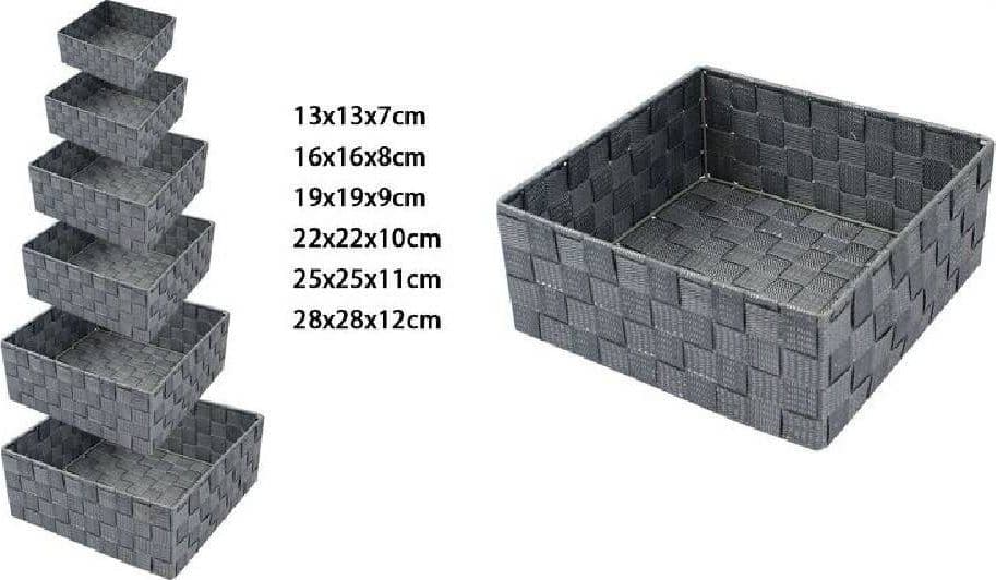 6PZ SCATOLA IN TESSUTO CONTENITORI ORGANIZER BAGNO ARMADIO CASSETTI GRIGIO 79151 - 8