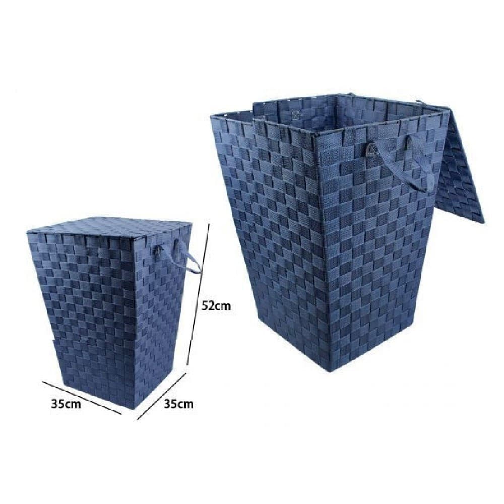 CESTO CESTINO PORTATUTTO PORTAOGGETTI BAGNO CASA CON COPERCHIO 35X52CM 79106 BLU - 2