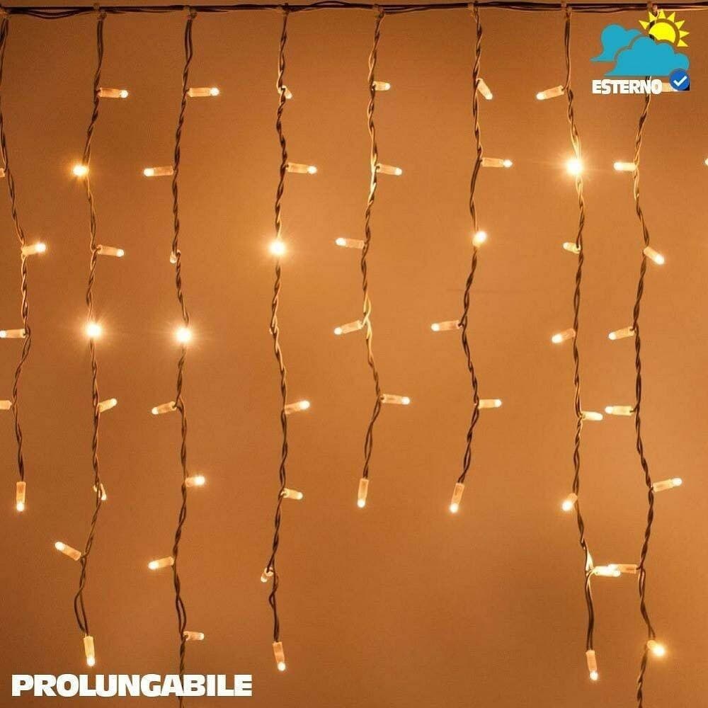 TENDA CASCATA LUMINOSA BIANCO CALDO 250 X 75 CM PROLUNGABILE FINO A 50MT 126 LED - 2