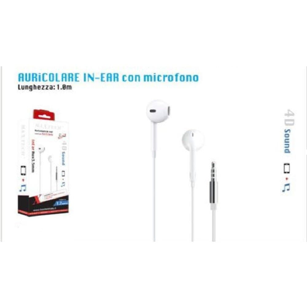 AURICOLARI CUFFIE ORECCHIO PER SMARTPHONE MICROFONO DA VIAGGIO PORTATILI MAXTECH AU-2T003 - 4