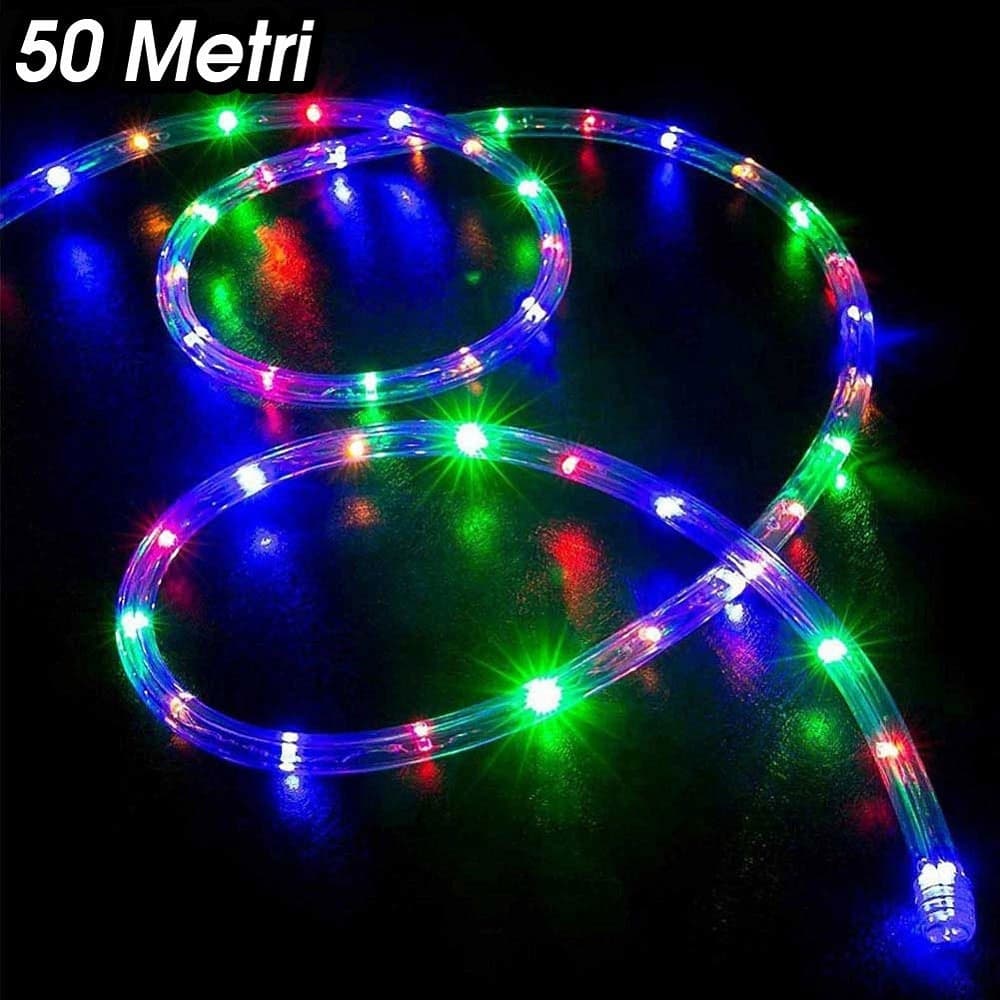 TUBO LUMINOSO 1200 LED 50 MT MULTICOLOR USO ESTERNO CONTROLLER 8 GIOCHI LUCE - 3