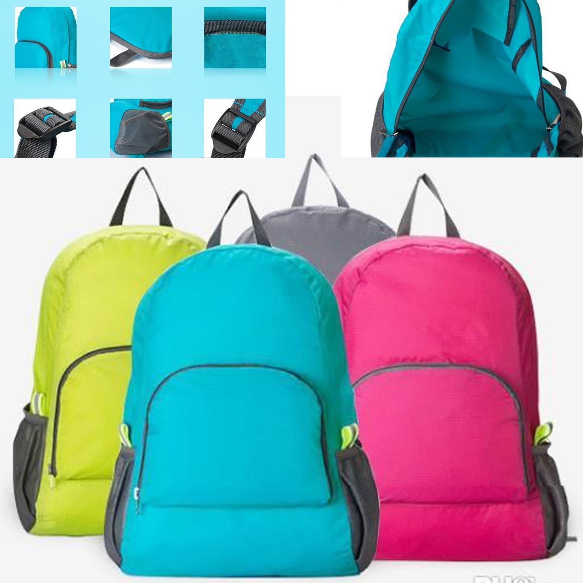 ZAINO ZAINETTO PORTATILE DA VIAGGIO DOPPIA TASCA ZIP RICHIUDIBILE PORTAOGGETTI - 2