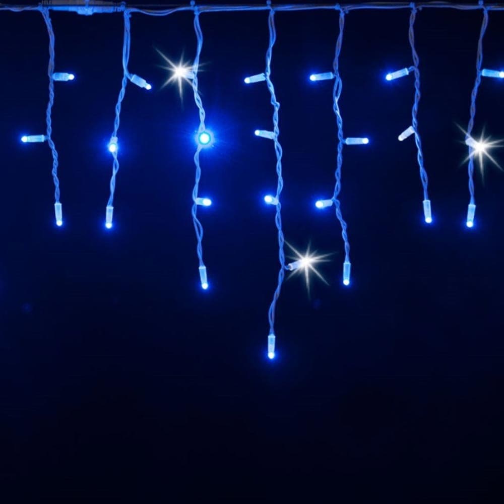 TENDA LUMINOSA NATALIZIA 150 LED CON FLASH LUCE BLU 3MT ESTERNO PROLUNGABILE - 2