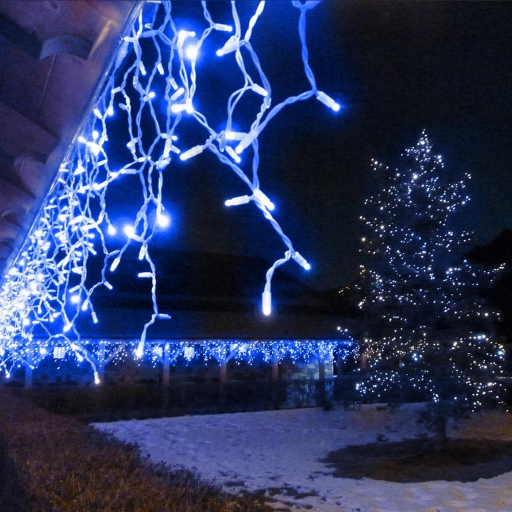 TENDA LUMINOSA NATALIZIA 150 LED CON FLASH LUCE BLU 3MT ESTERNO PROLUNGABILE - 4