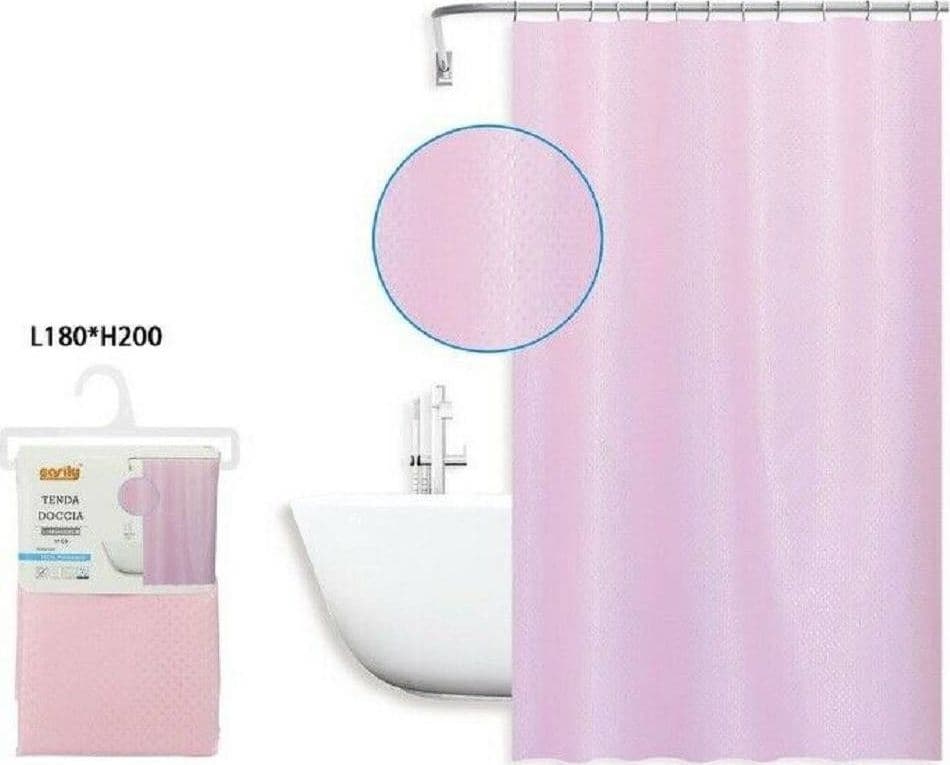 TENDA DOCCIA ANTIMUFFA IMPERMEABIL 180X200CM CON ANELLI ROSA TEXTURE ROMBI 59823 - 2