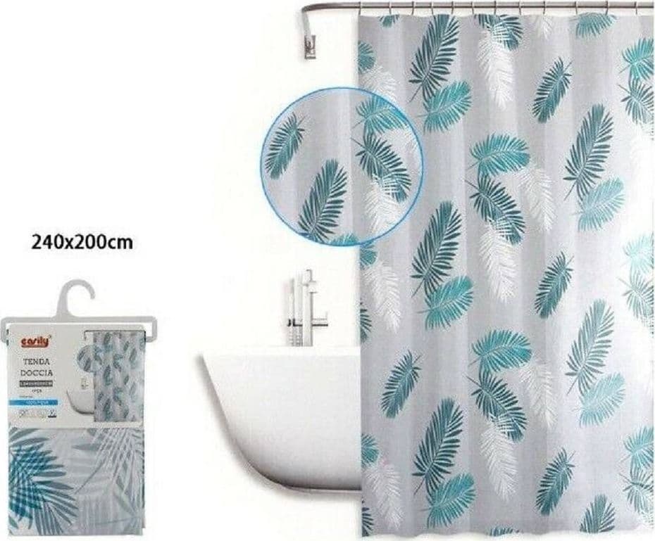 TENDA DOCCIA ANTIMUFFA IMPERMEABILE 240 X 200 CM CON ANELLI BAGNO PIUME 59518 - 2