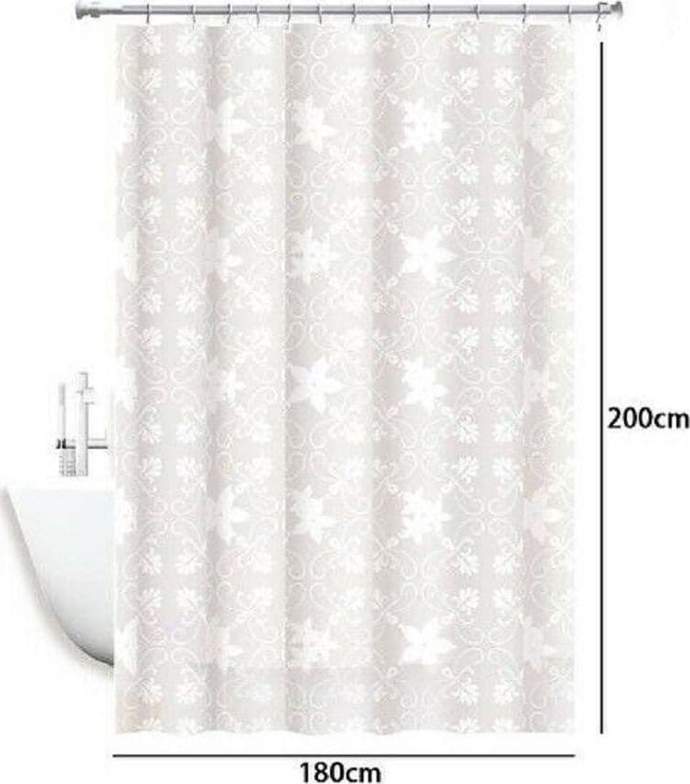 TENDA DOCCIA ANTIMUFFA IMPERMEABILE 180X200CM ANELLI BAGNO BIANCA MAIOLICA 69511 - 2