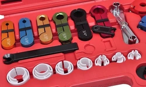 KIT SET SMONTAGGIO CONNETTORI CARBURANTE TUBO OLIO ARIA CONDIZIONATA IN VALIGIA - 3