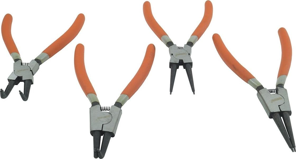 SET 4 PINZE CIRCOLARI ANELLI ELASTICI INTERNI ESTERNI 180mm DRITTE E ANGOLO 90° - 4