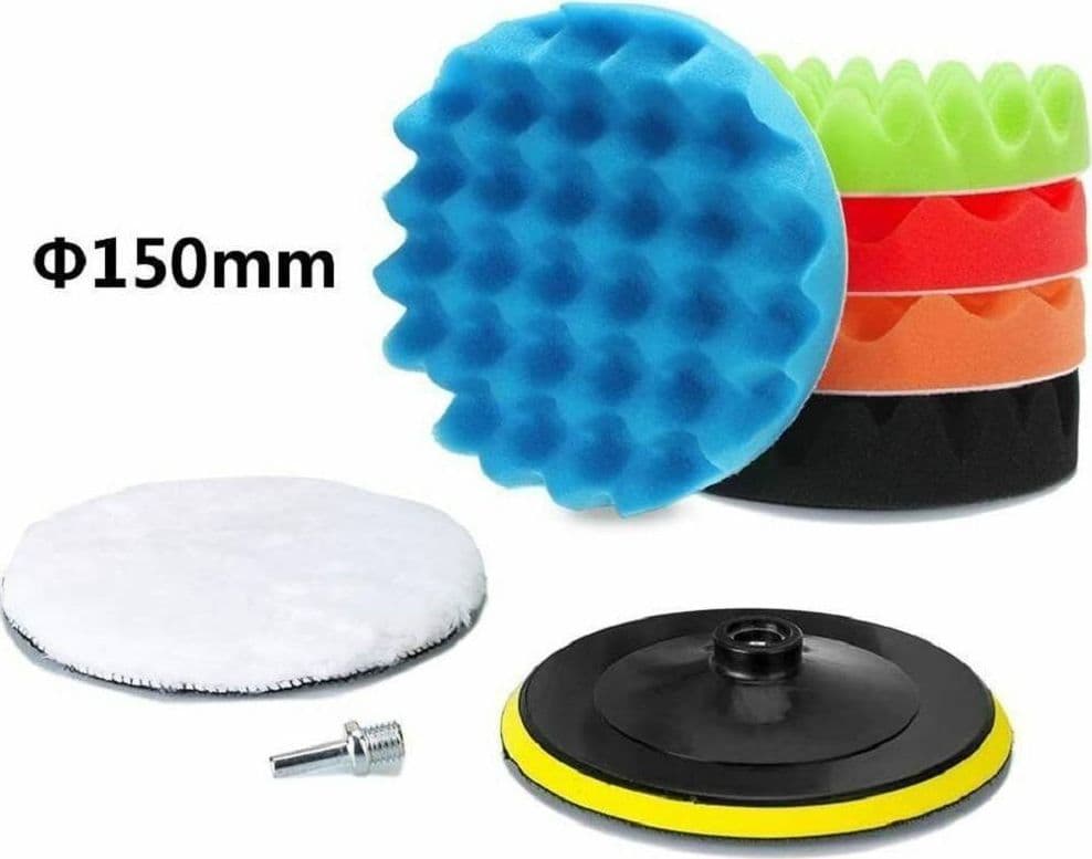 KIT 10 PZ SPUGNA LUCIDANTE CERATURA + ADATTATORE PER TRAPANO LUCIDATRICE 150MM - 3