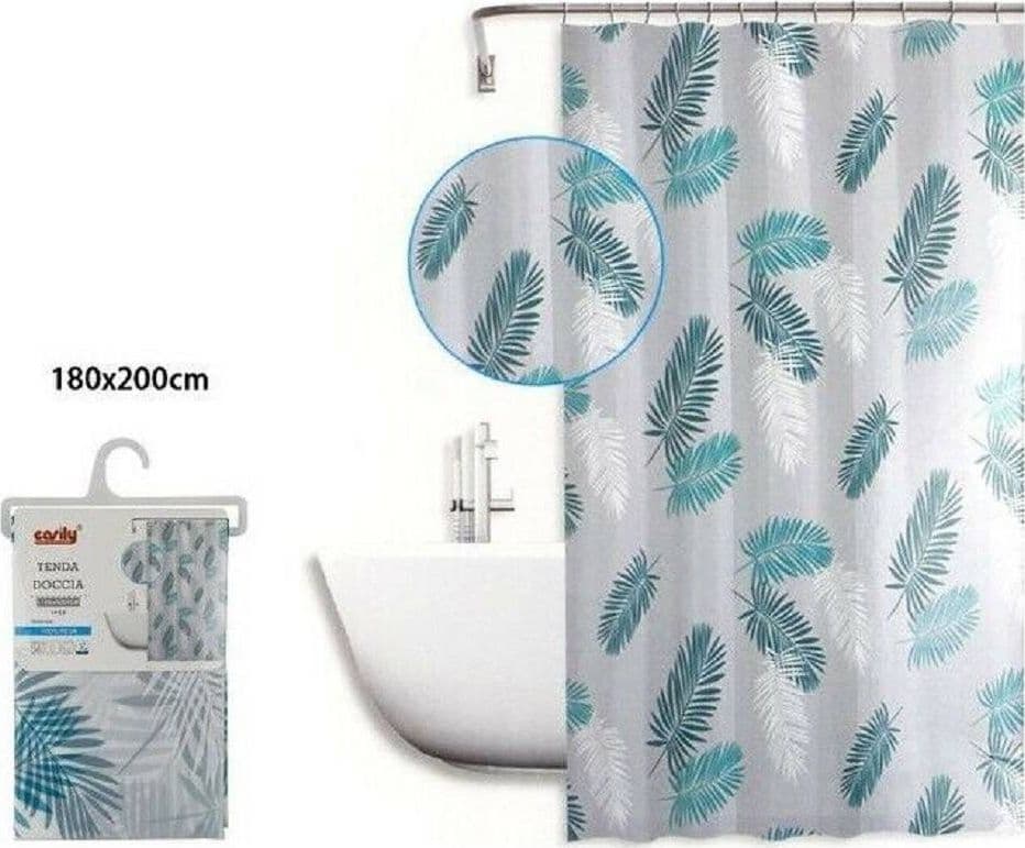 TENDA DOCCIA ANTIMUFFA IMPERMEABILE 180 X 200 CM CON ANELLI BAGNO PIUME 59517 - 2